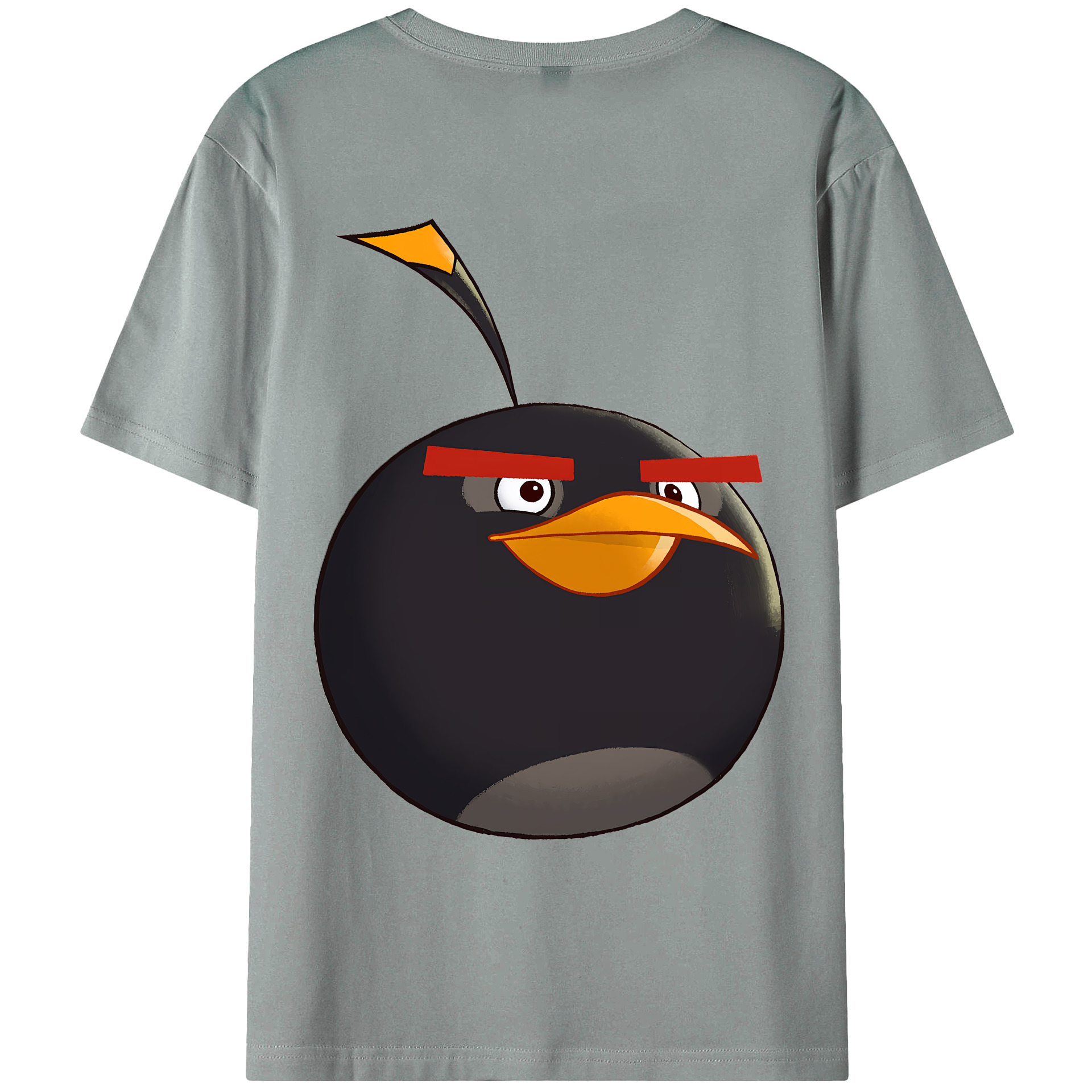 （画像用） Angry Birds アングリーバード 綿100％ メンズ半袖Tシャツ（バックプリント） 通気性